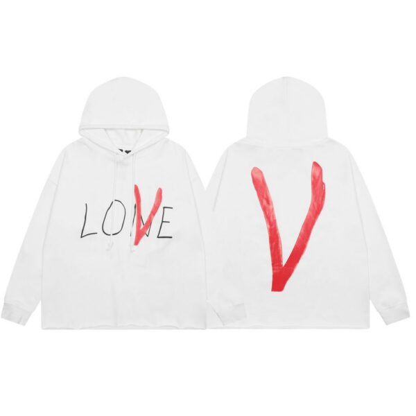 VLONE LOVE Red V Print Hoodie White OKZY20261470