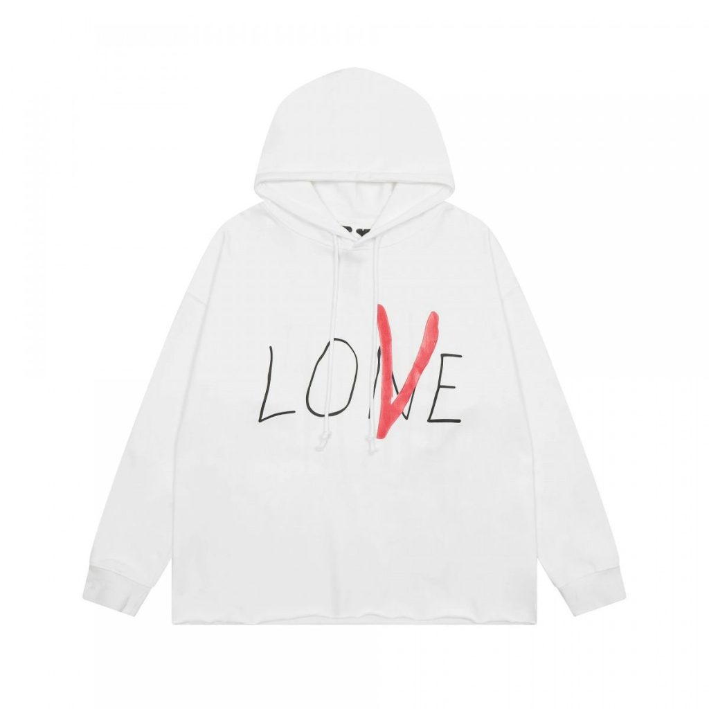 VLONE LOVE Red V Print Hoodie White OKZY20261470