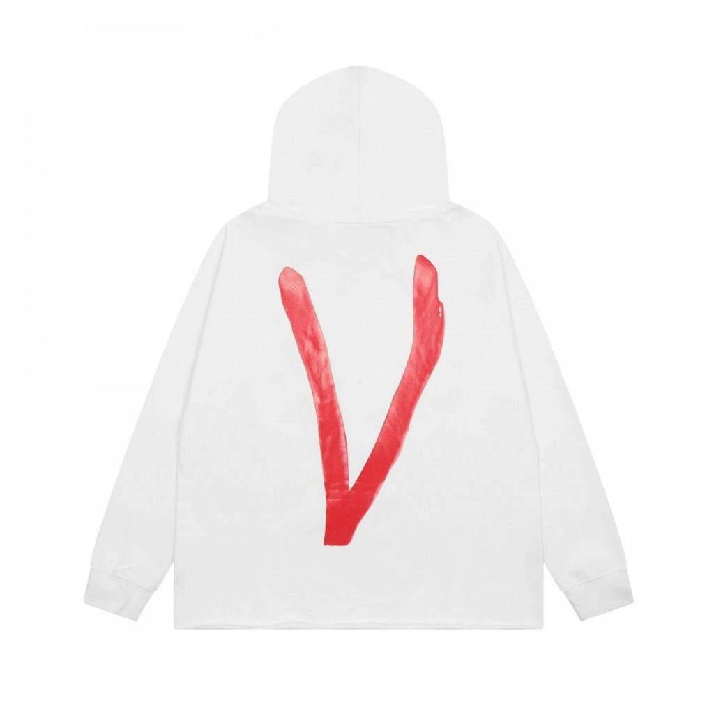 VLONE LOVE Red V Print Hoodie White OKZY20261470