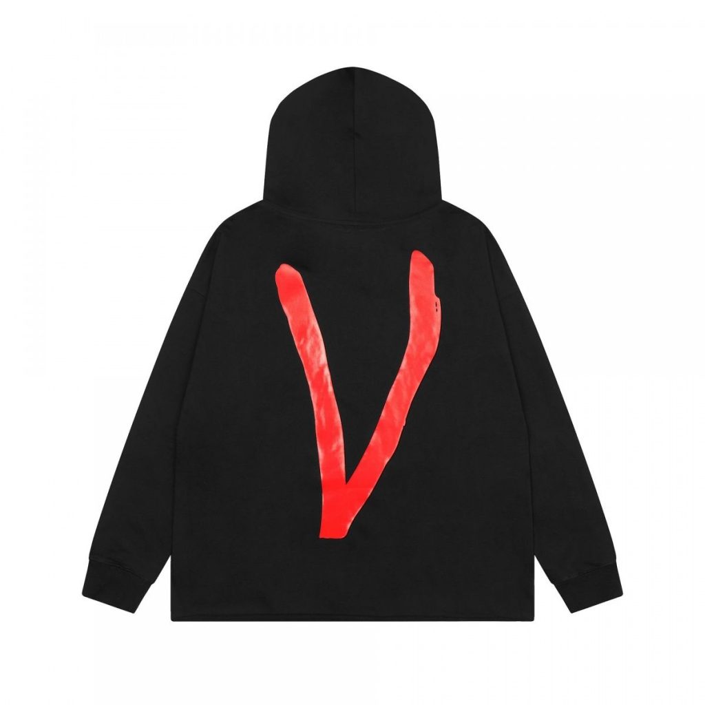 VLONE LOVE Red V Print Hoodie Black OKZY20261471