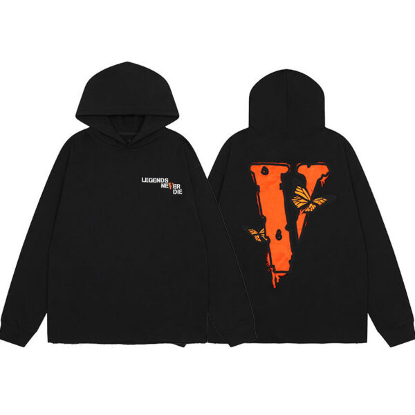 VLONE Legends Never Die Butterfly V Hoodie Black OKZY20261480