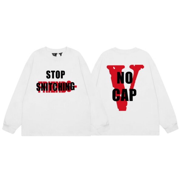 VLONE Stop Snitching No Cap Long Sleeve T-Shirt White OKZY20261501