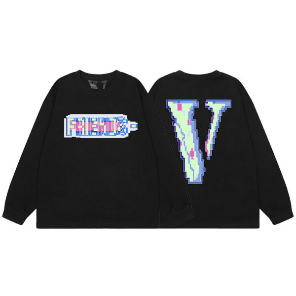 VLONE Pixel FRIENDS V Long Sleeve T-Shirt Black OKZY20261503