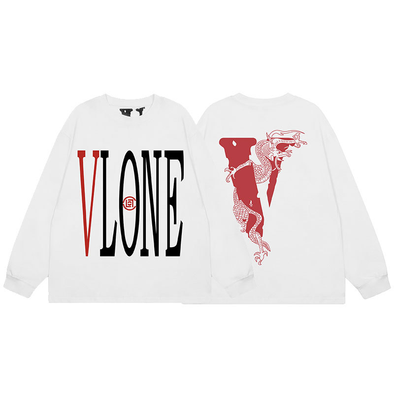 VLONE Dragon V Logo Long Sleeve Tee White OKZY20261509