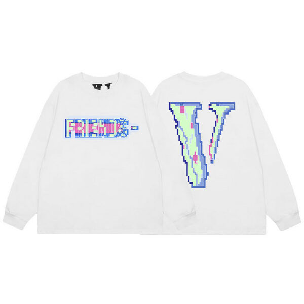 VLONE Friends Pixel V Logo Long Sleeve Tee White OKZY20261510