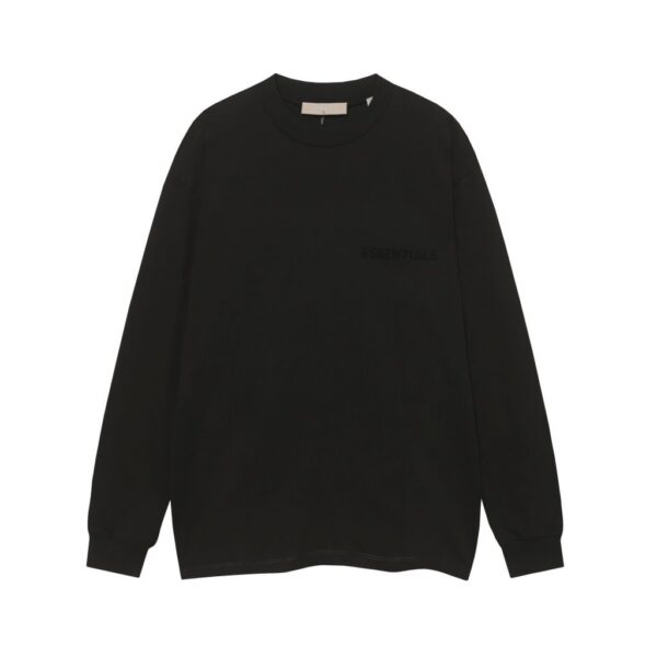 Essentials Fear Of God Small Logo Long Sleeve Tee Black OKZY20261515