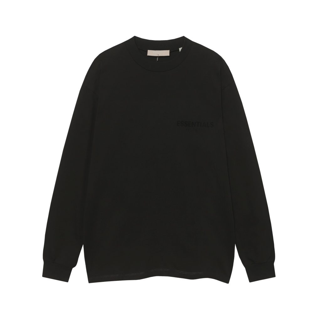 Essentials Fear Of God Small Logo Long Sleeve Tee Black OKZY20261515