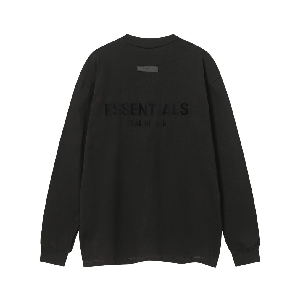 Essentials Fear Of God Small Logo Long Sleeve Tee Black OKZY20261515