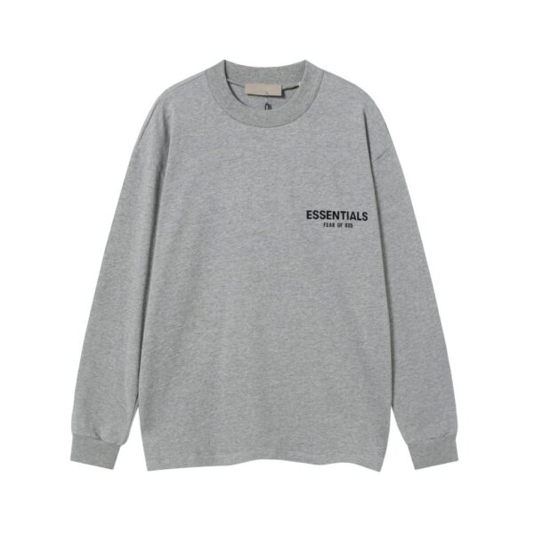 Essentials Fear Of God Small Logo Long Sleeve Tee Heather Grey OKZY20261516
