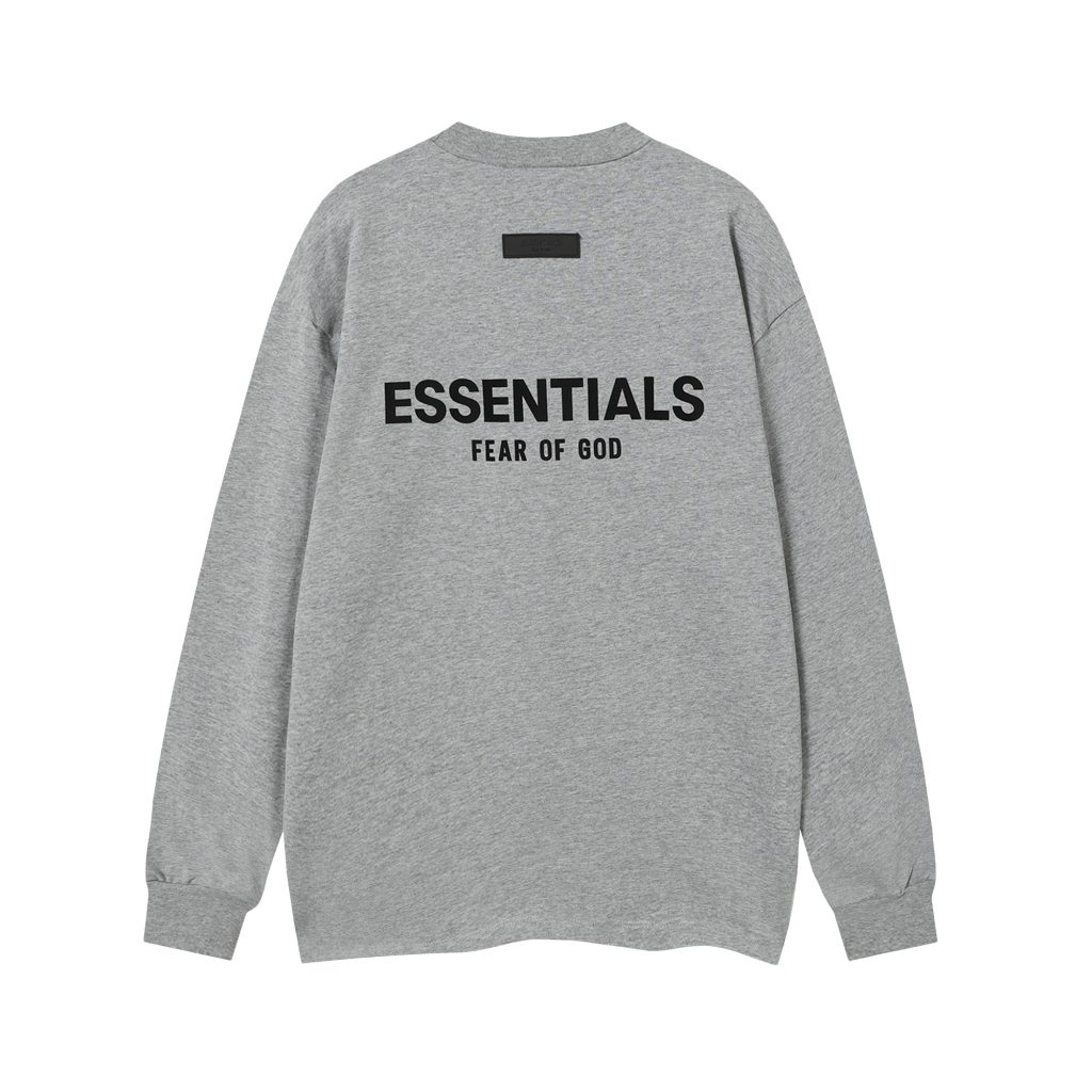 Essentials Fear Of God Small Logo Long Sleeve Tee Heather Grey OKZY20261516