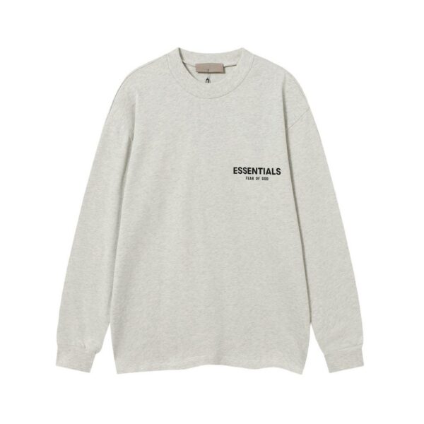 Essentials Fear Of God Small Logo Long Sleeve Tee Light Grey OKZY20261517