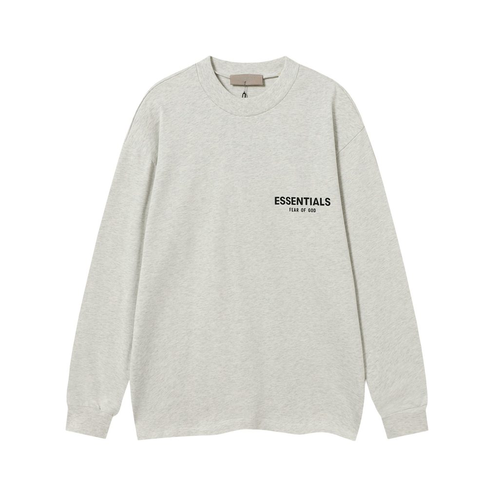 Essentials Fear Of God Small Logo Long Sleeve Tee Light Grey OKZY20261517