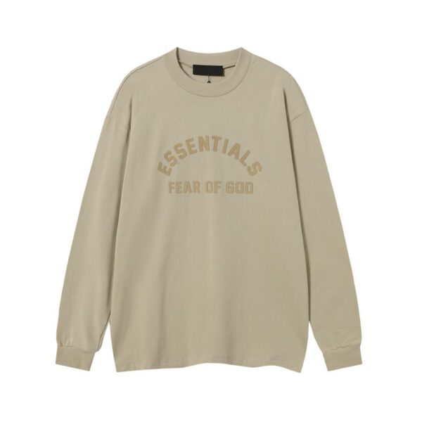 Essentials Fear Of God Arch Logo Long Sleeve Tee Khaki OKZY20261520