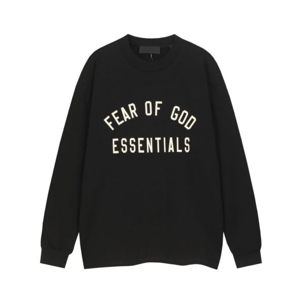 Essentials Fear Of God Arch Logo Long Sleeve Tee Black OKZY20261523