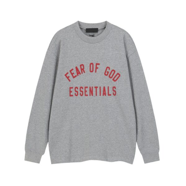 Essentials Fear Of God Arch Logo Long Sleeve Tee Heather Grey OKZY20261524