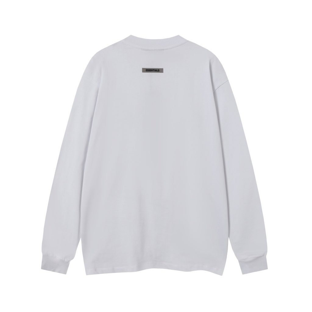 Essentials Fear Of God 77 Logo Long Sleeve Tee White OKZY20261529