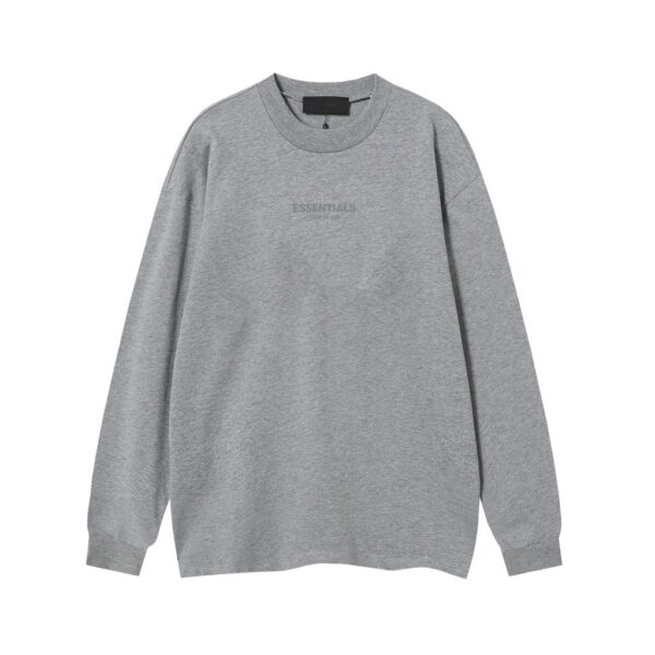 Essentials Fear Of God Small Embossed Logo Long Sleeve Tee Heather Grey OKZY20261530