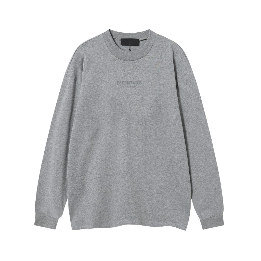 Essentials Fear Of God Small Embossed Logo Long Sleeve Tee Heather Grey OKZY20261530