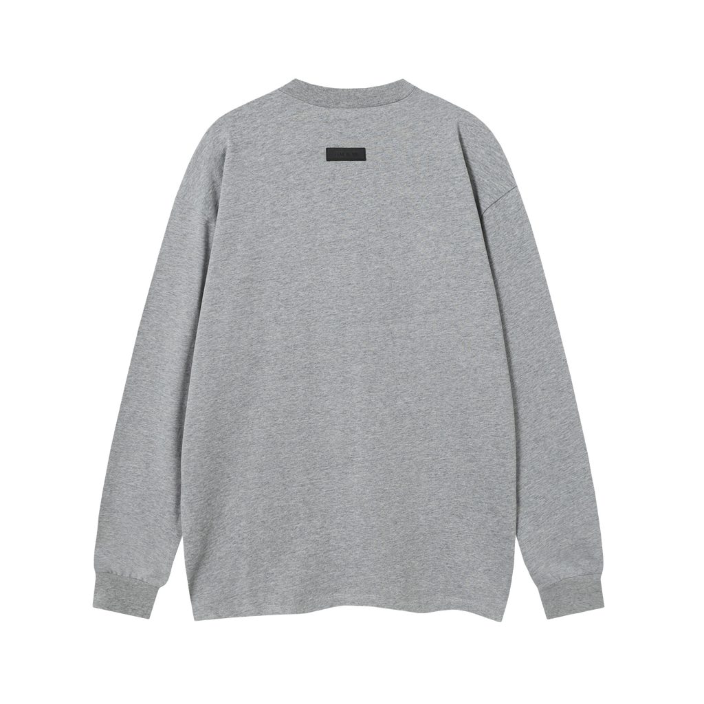 Essentials Fear Of God Small Embossed Logo Long Sleeve Tee Heather Grey OKZY20261530