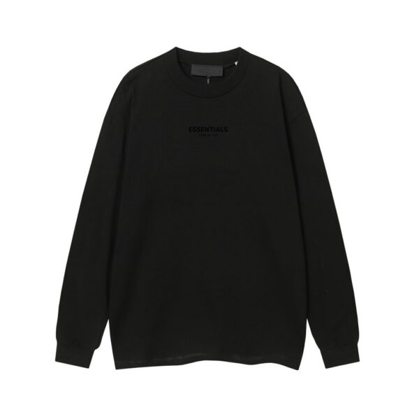 Essentials Fear Of God Small Logo Long Sleeve Tee Black OKZY20261531