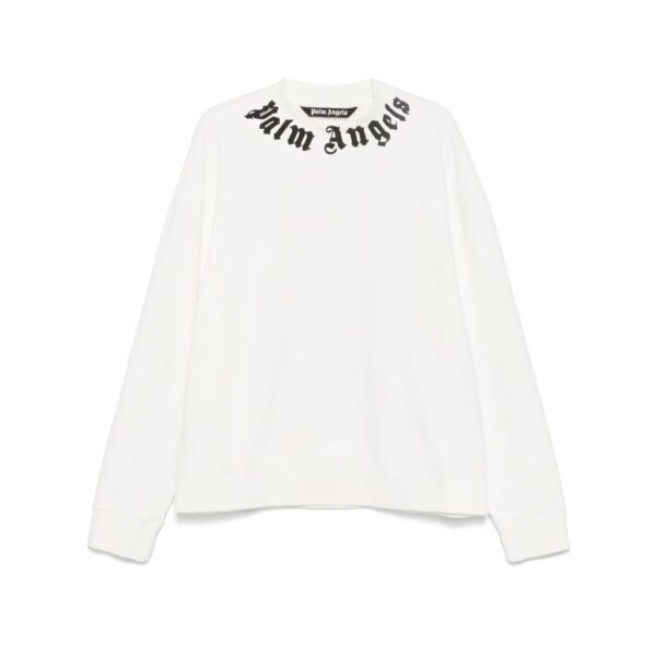 Palm Angels Neck Logo Crew Sweatshirt White OKZY20261533