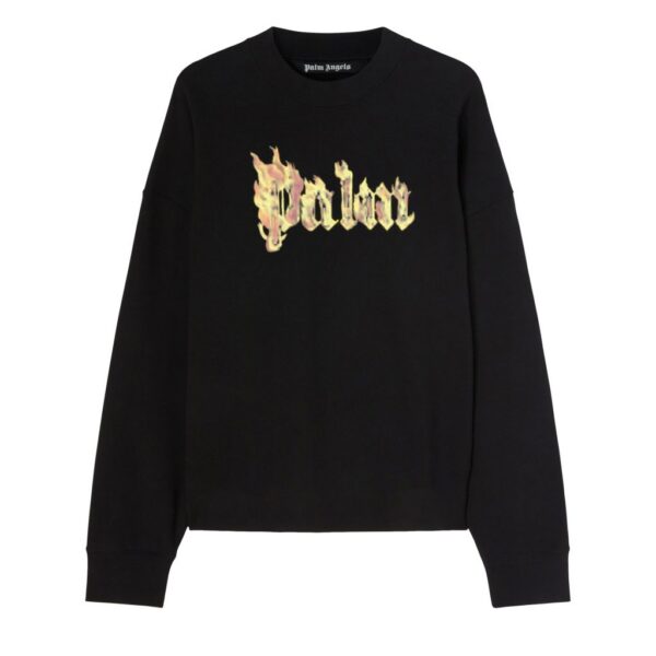 Palm Angels Flame Logo Crew Sweatshirt Black OKZY20261535