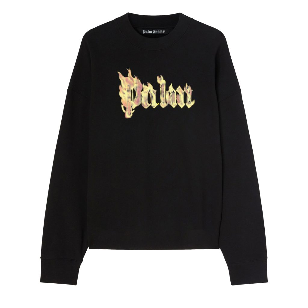 Palm Angels Flame Logo Crew Sweatshirt Black OKZY20261535