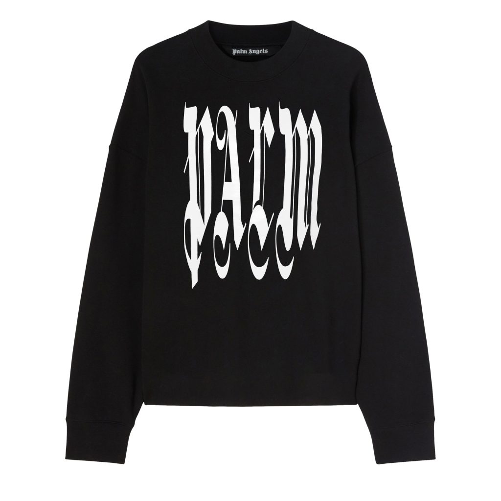 Palm Angels Gothic Palm Logo Crew Sweatshirt Black OKZY20261539