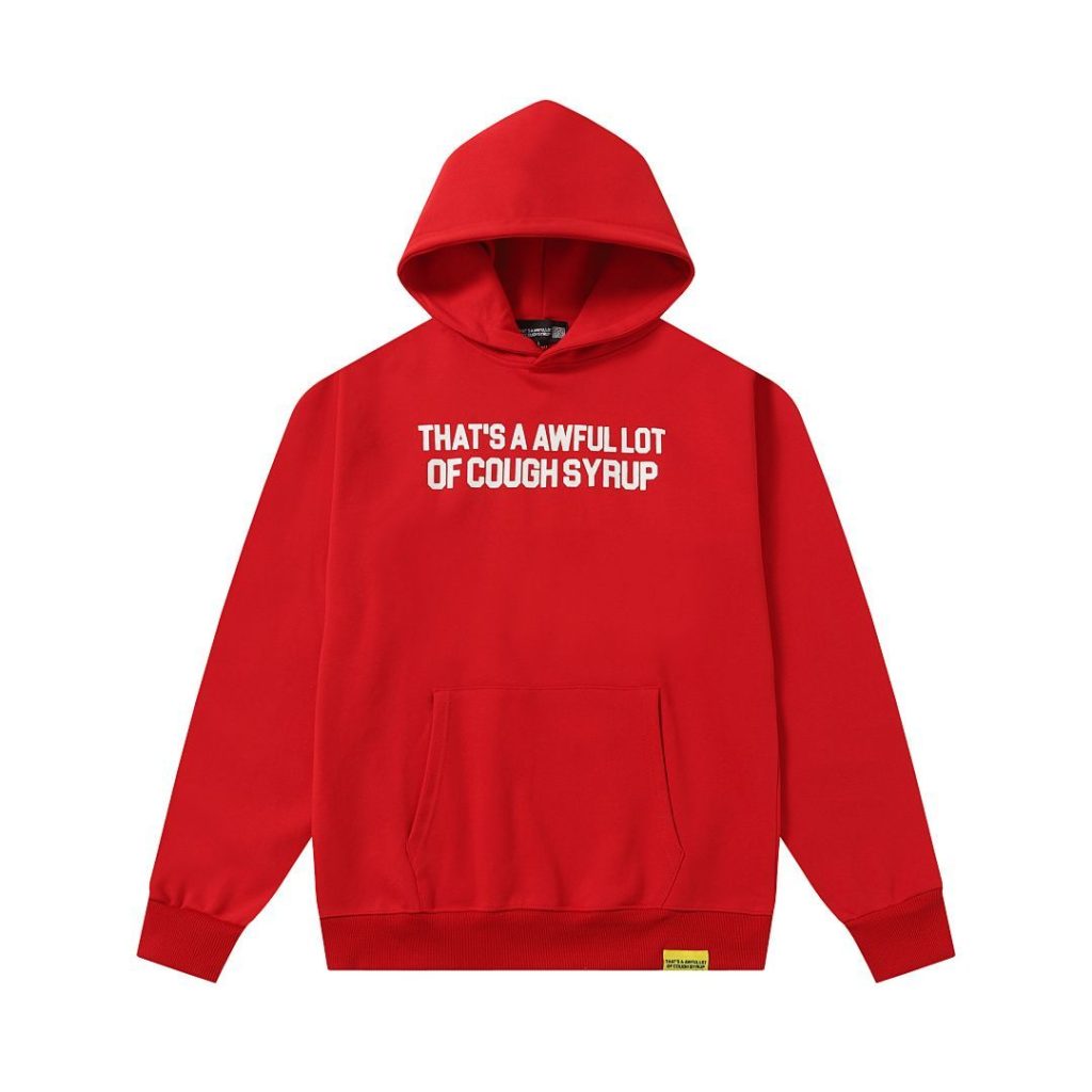 Cough Syrup Front Back Print Hoodie Red OKZY20261545