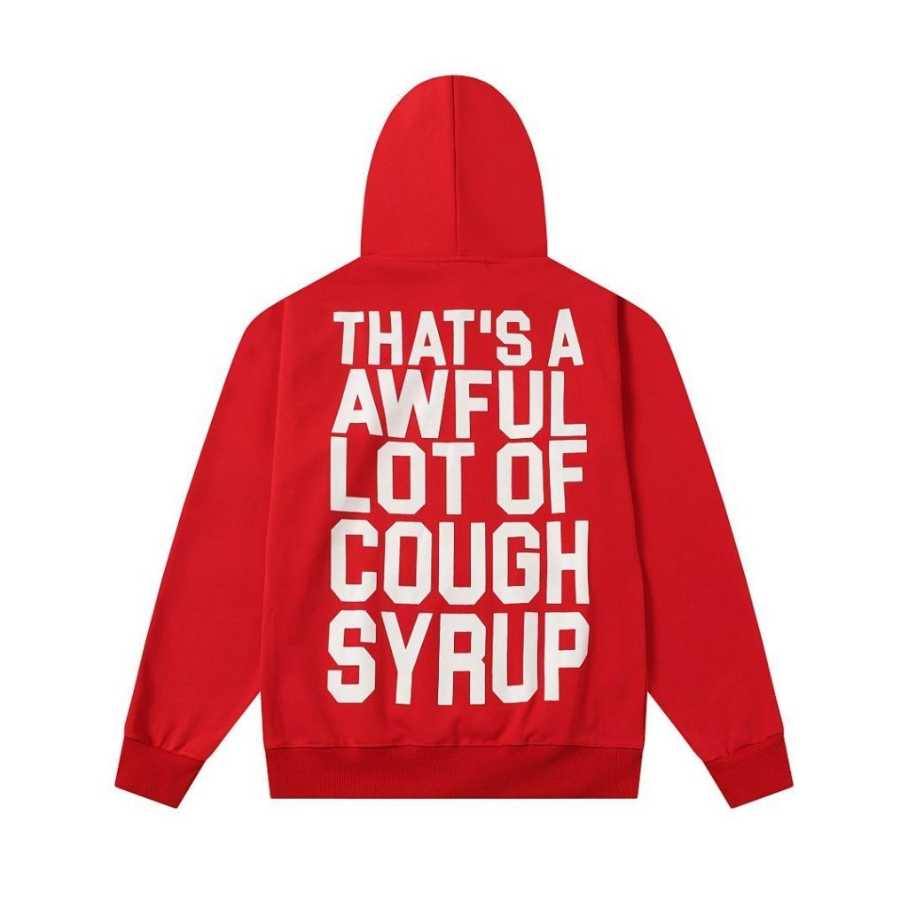 Cough Syrup Front Back Print Hoodie Red OKZY20261545