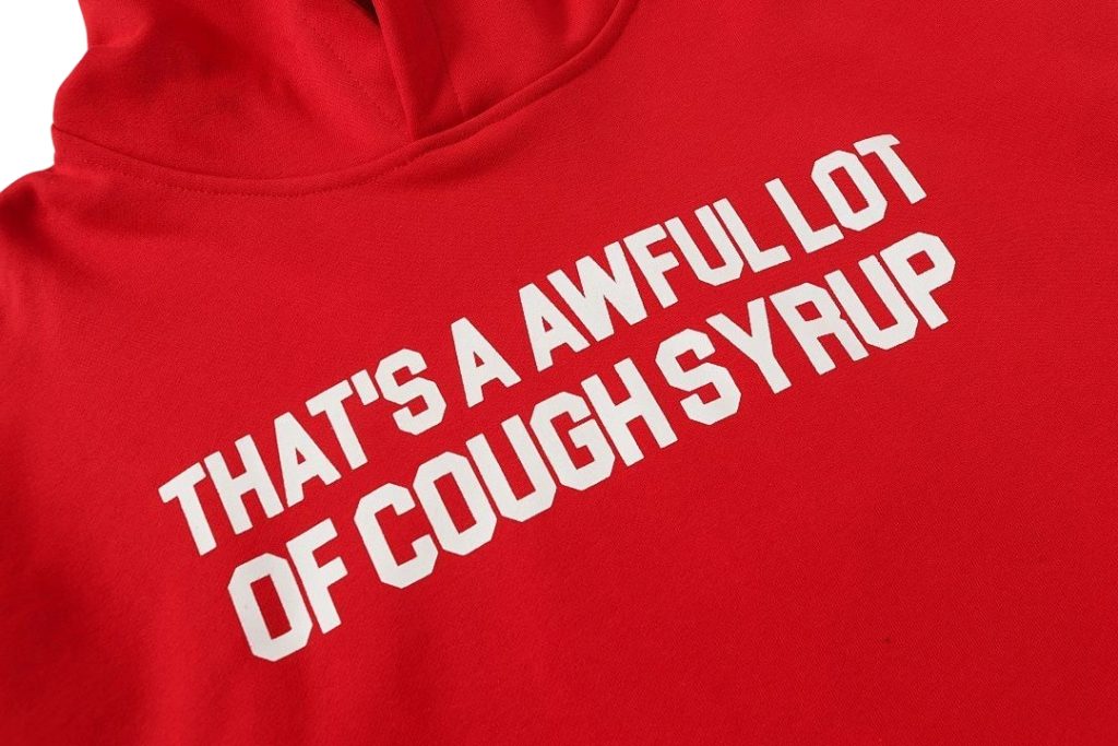 Cough Syrup Front Back Print Hoodie Red OKZY20261545