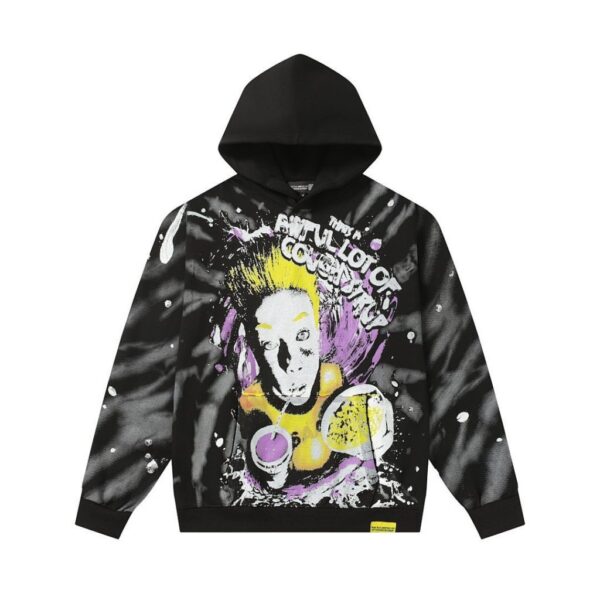 Cough Syrup Tie Dye Portrait Hoodie Black OKZY20261548