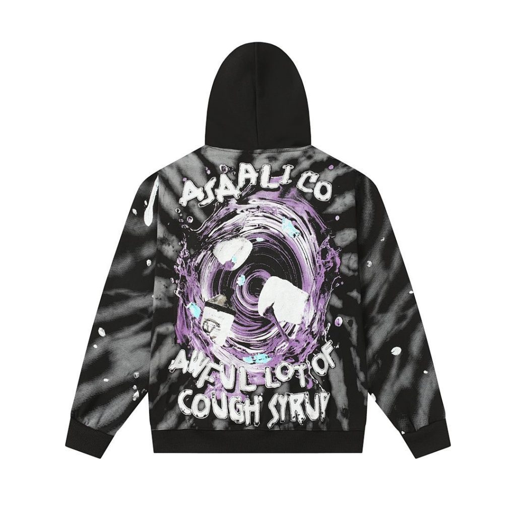 Cough Syrup Tie Dye Portrait Hoodie Black OKZY20261548