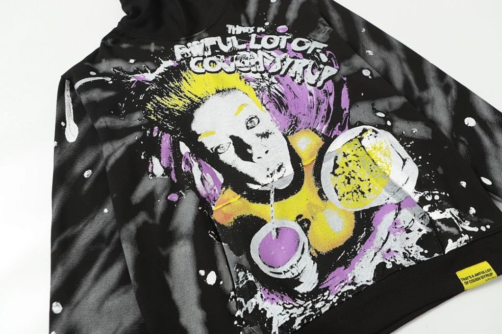 Cough Syrup Tie Dye Portrait Hoodie Black OKZY20261548