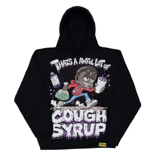 Cough Syrup Cartoon Character Graphic Hoodie Black OKZY20261550