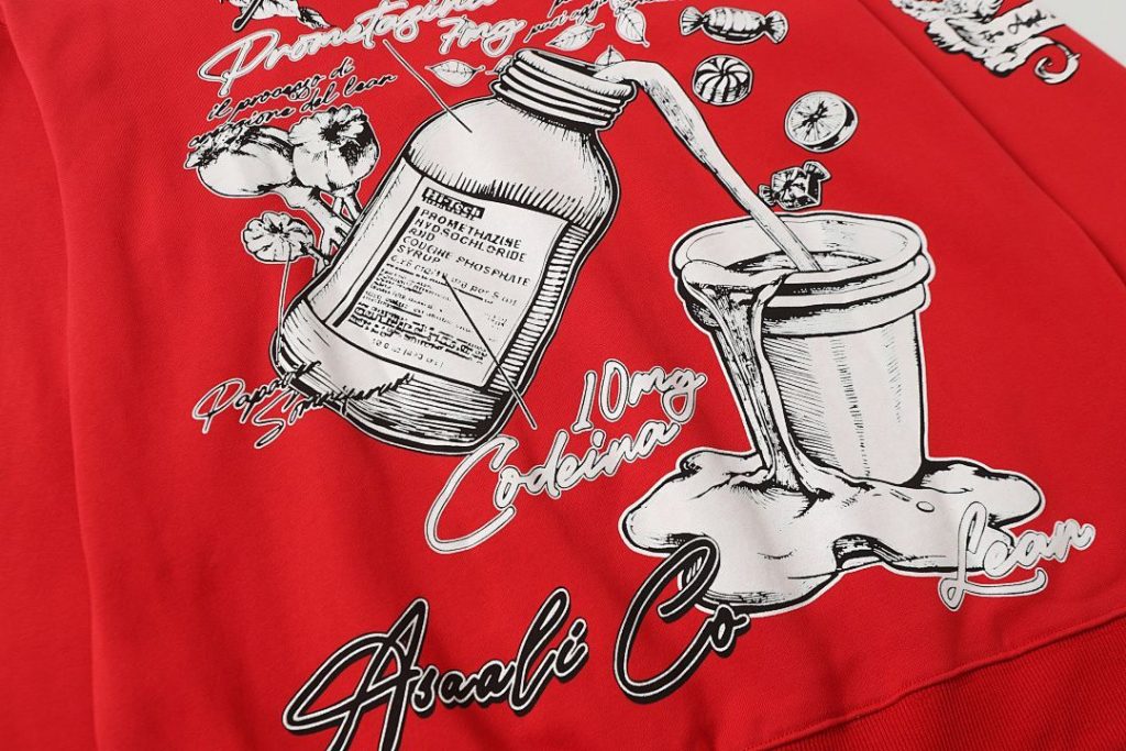 Cough Syrup Vintage Bottle Print Hoodie Red OKZY20261553