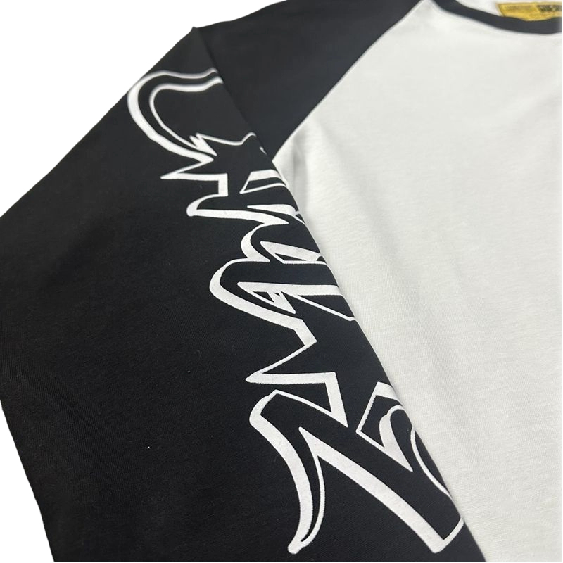 Corteiz Raglan Sleeve Graffiti Long Sleeve Tee Black White OKZY20261557