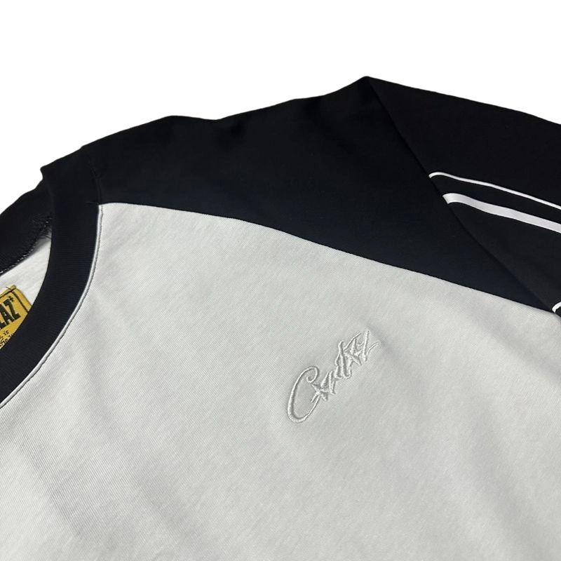 Corteiz Raglan Sleeve Graffiti Long Sleeve Tee Black White OKZY20261557
