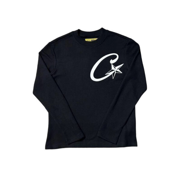 Corteiz C Star Waffle Long Sleeve Top Black OKZY20261560