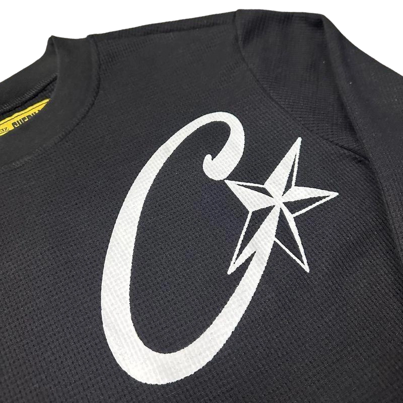 Corteiz C Star Waffle Long Sleeve Top Black OKZY20261560