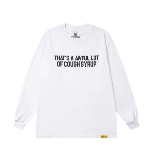 Cough Syrup Text Logo Long Sleeve Tee White OKZY20261574