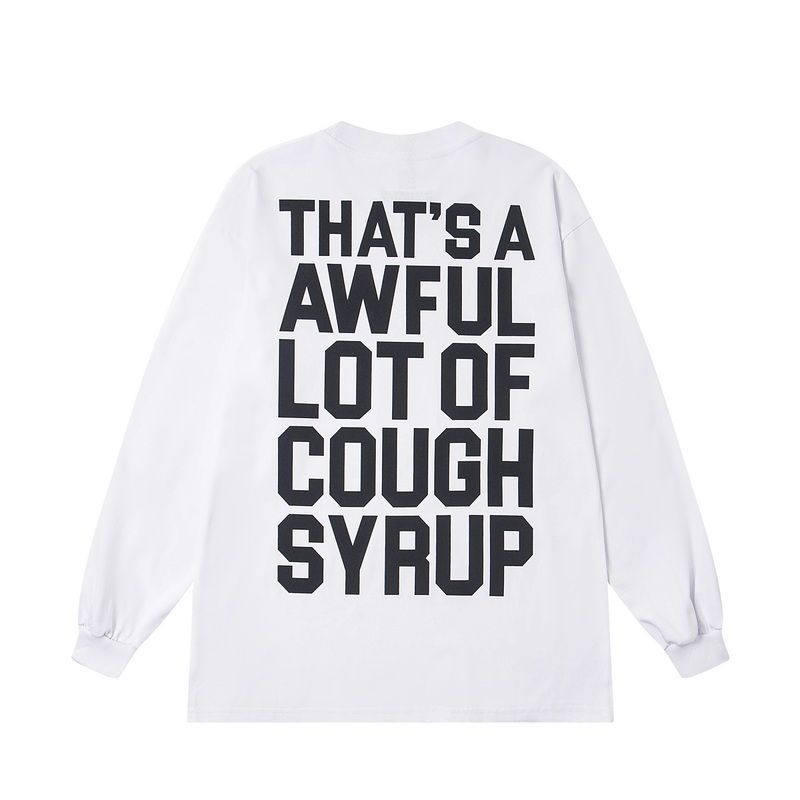 Cough Syrup Text Logo Long Sleeve Tee White OKZY20261574