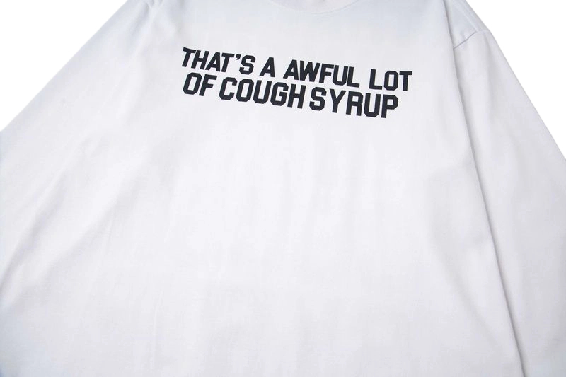 Cough Syrup Text Logo Long Sleeve Tee White OKZY20261574