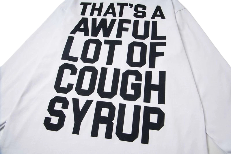 Cough Syrup Text Logo Long Sleeve Tee White OKZY20261574