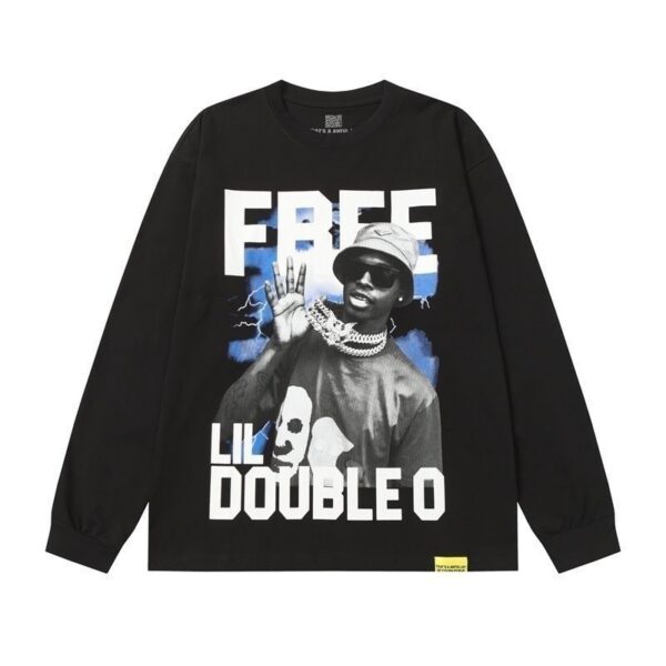 Cough Syrup Lil Double O Portrait Long Sleeve Tee Black OKZY20261576