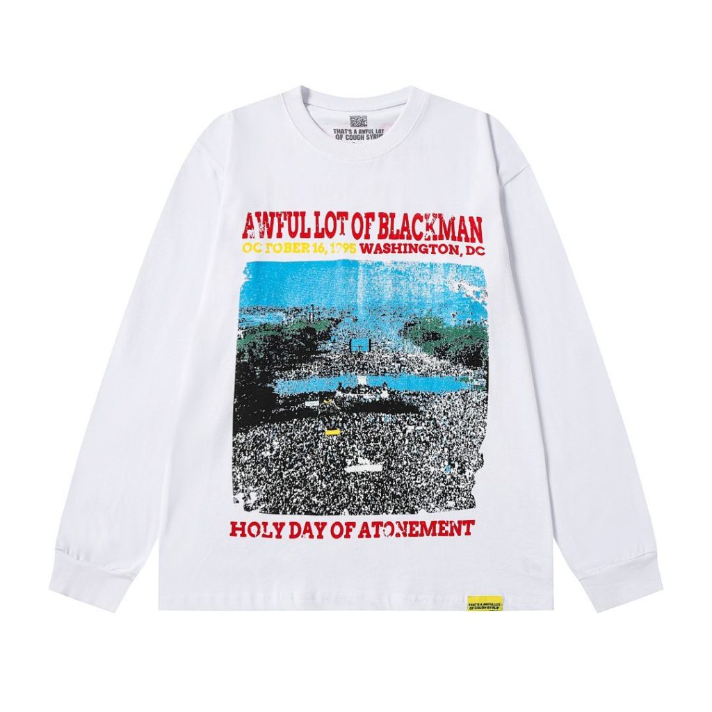 Cough Syrup Blackman Rally Graphic Long Sleeve Tee White OKZY20261578