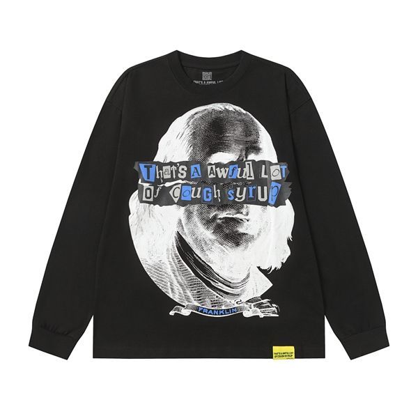 Cough Syrup Franklin Portrait Long Sleeve Tee Black OKZY20261580