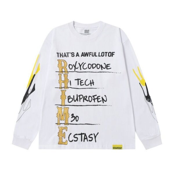 Cough Syrup Drug List Graphic Long Sleeve Tee White OKZY20261582
