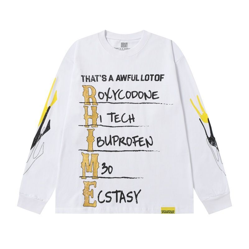 Cough Syrup Drug List Graphic Long Sleeve Tee White OKZY20261582
