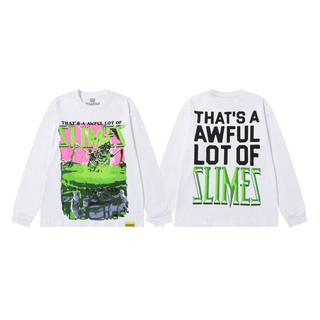 Cough Syrup Slimes Skeleton Graphic Long Sleeve Tee White OKZY20261583